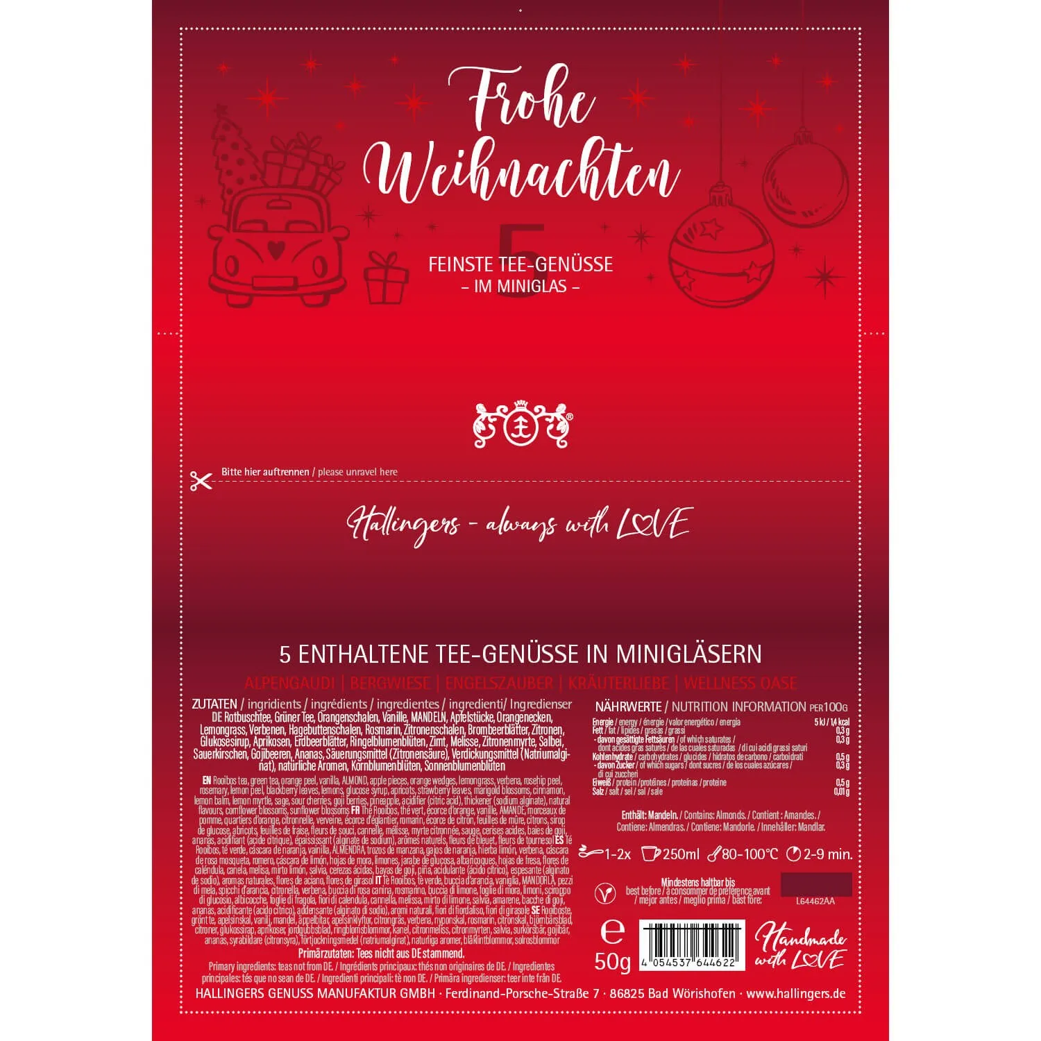 Frohe Weihnachten Red Christmas (5 Grün-Tees im Glas)