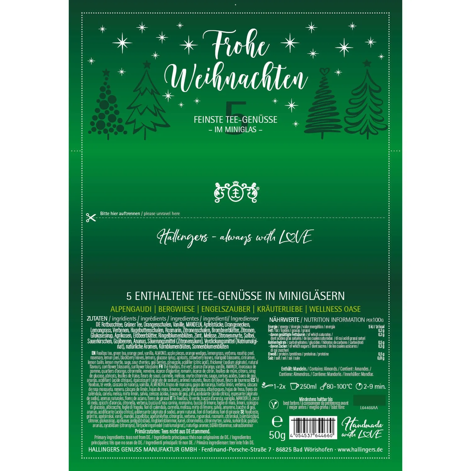 Frohe Weihnachten Green Christmas (5 Grün-Tees im Glas)