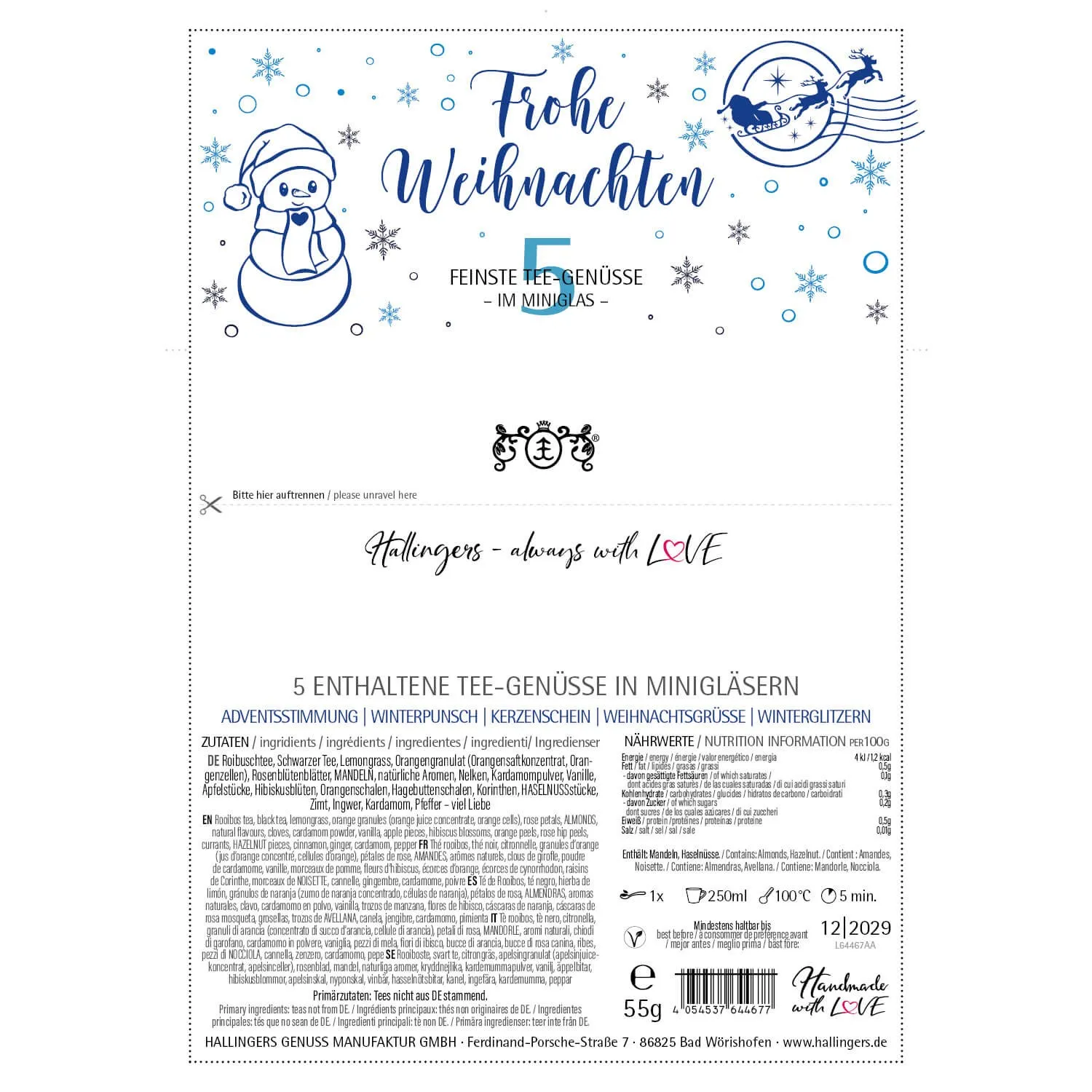 Frohe Weihnachten White Christmas (5 Winter-Tees im Glas)