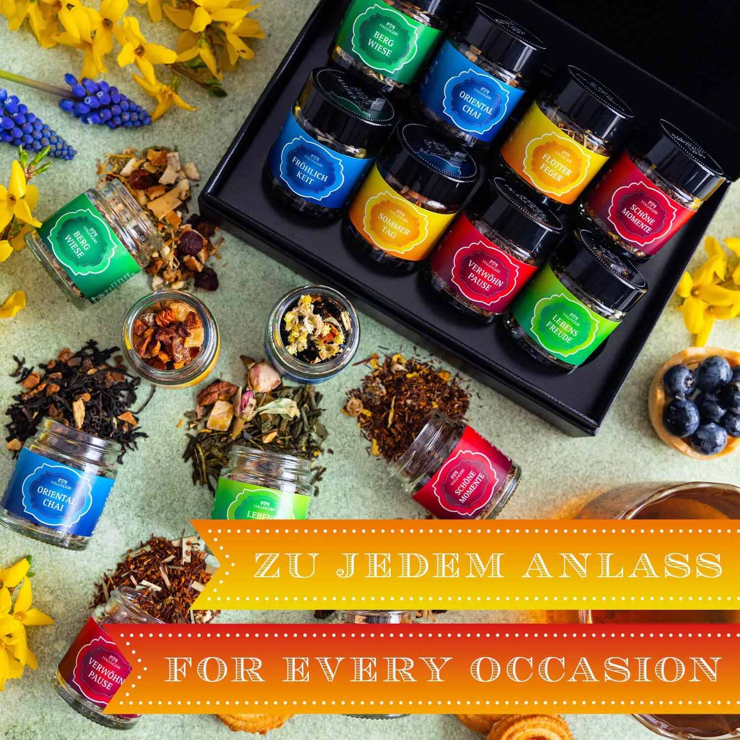 Genieße das Leben mit einer täglichen Kanne Hallingers Tee.