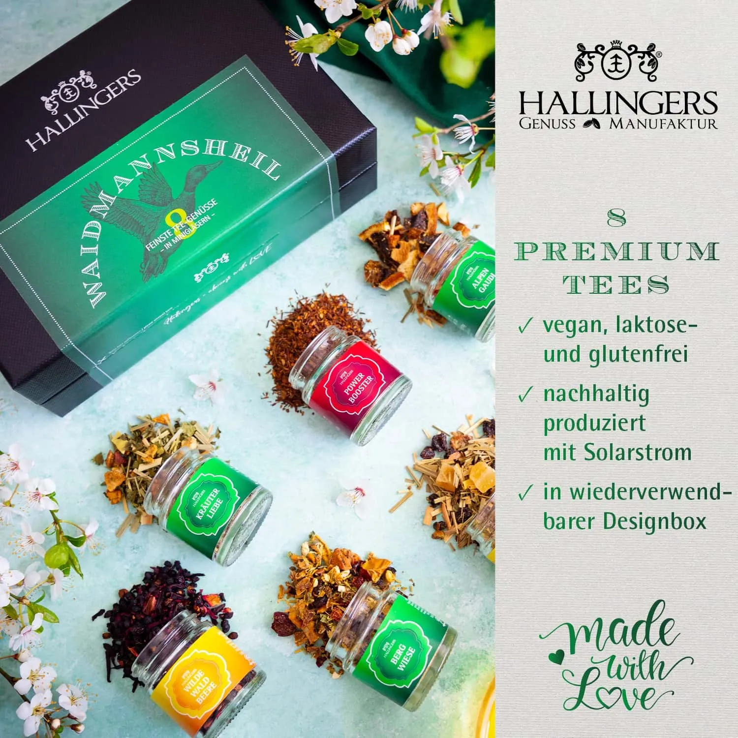 TEE SET IN DER GESCHENKBOX - 8 Sorten premium loser Tee als exklusives Probierset, stilvoll verpackt in einer edlen Geschenkbox mit Rezept-Booklet. Die besondere Geschenkidee für Teeliebhaber, Genießer & entspannte Wohlfühlmomente