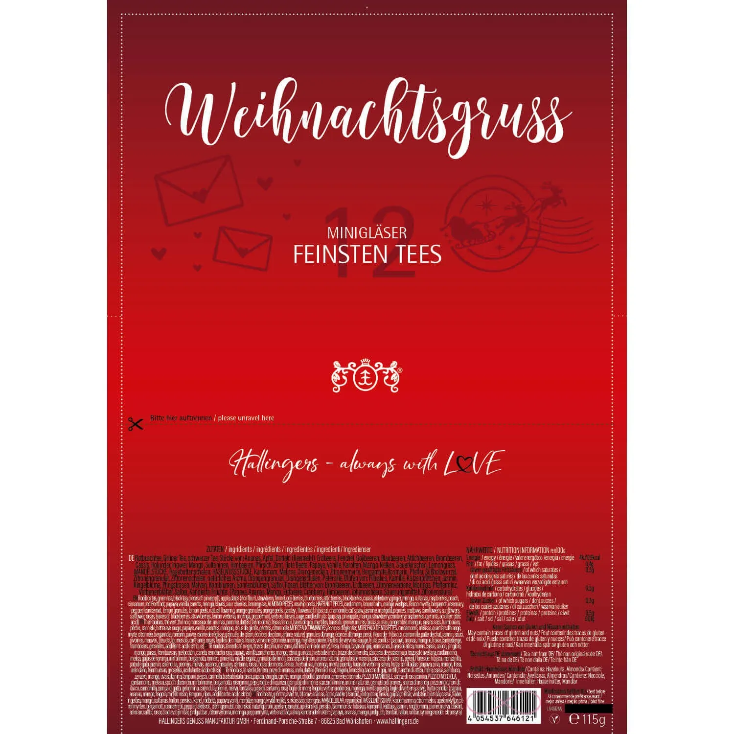 Weihnachtsgruß (12 Winter-Tees im Glas)