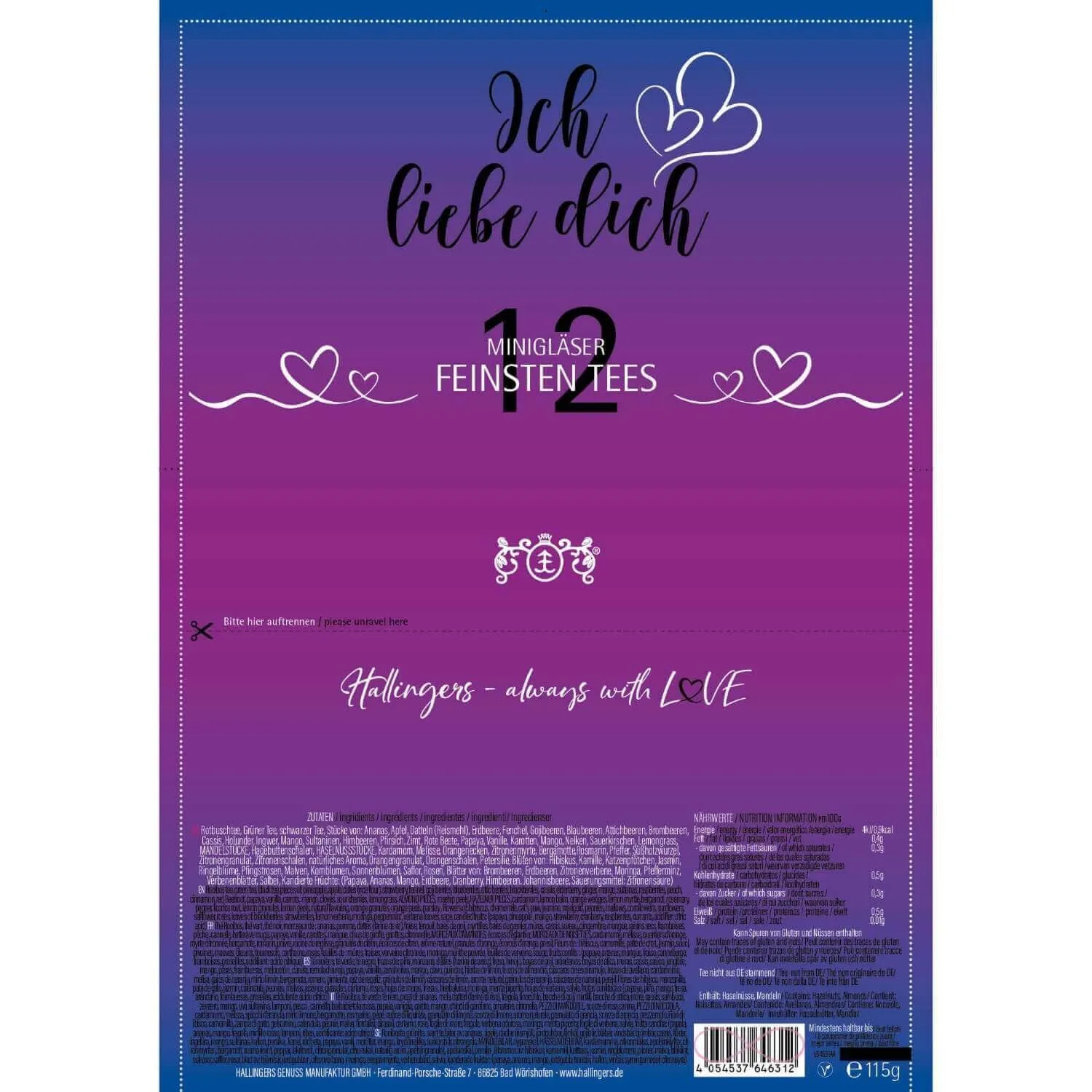 Ich liebe Dich - pink (12 Tees im Glas)