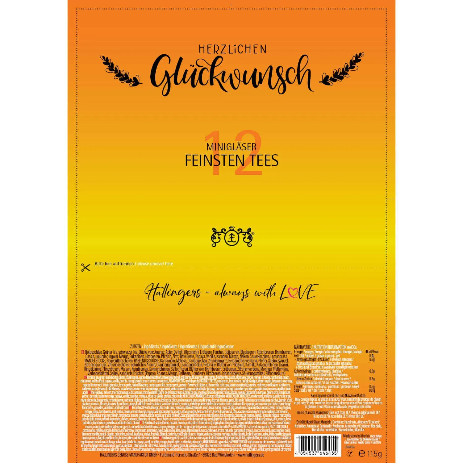 Herzlichen Glückwunsch (12 Tees im Glas)