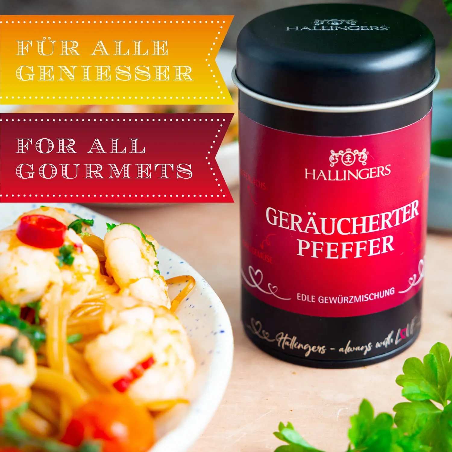 Die Verpackungsdesigns von Hallingers sind international ausgezeichnet (u.a. Red Dot Design Award, German Design Award Special Mention).