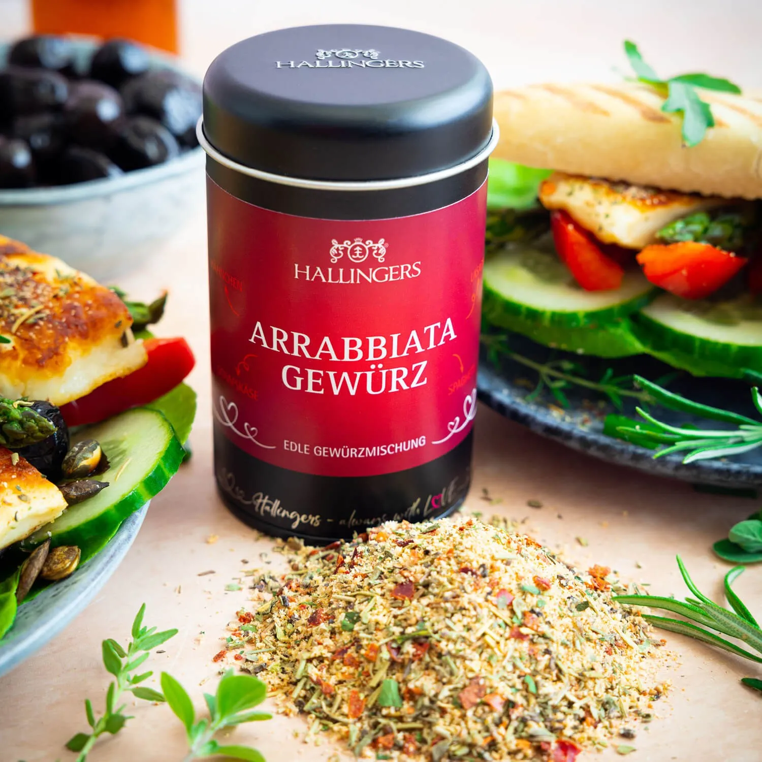 Feinste Gourmet-Gewürzmischung von Hallingers - in der edlen Aromadose mit Streueinsatz, luftdicht verschlossen und lange haltbar.