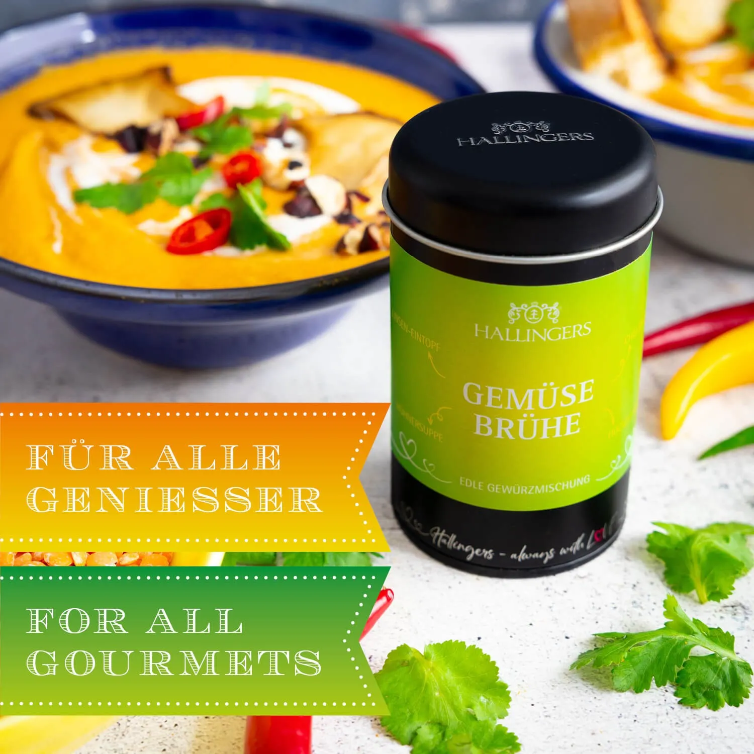 Die Verpackungsdesigns von Hallingers sind international ausgezeichnet (u.a. Red Dot Design Award, German Design Award Special Mention).