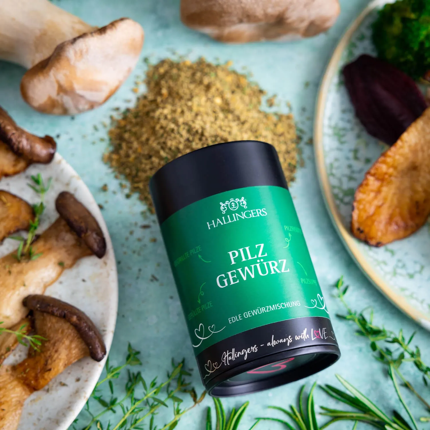 Feinste Gourmet-Gewürzmischung von Hallingers - in der edlen Aromadose mit Streueinsatz luftdicht lange haltbar