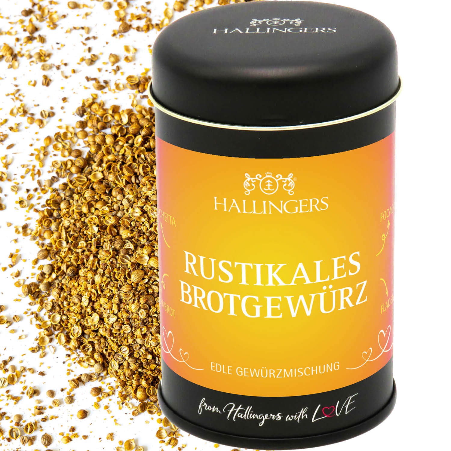 Gewürze Geschenk - Gewürz-Mischung für in oder auf das Brot, edle Geschenkdose "Rustikales Brotgewürz", Geschenkidee für Hobbyköche & Grillfans (85g)