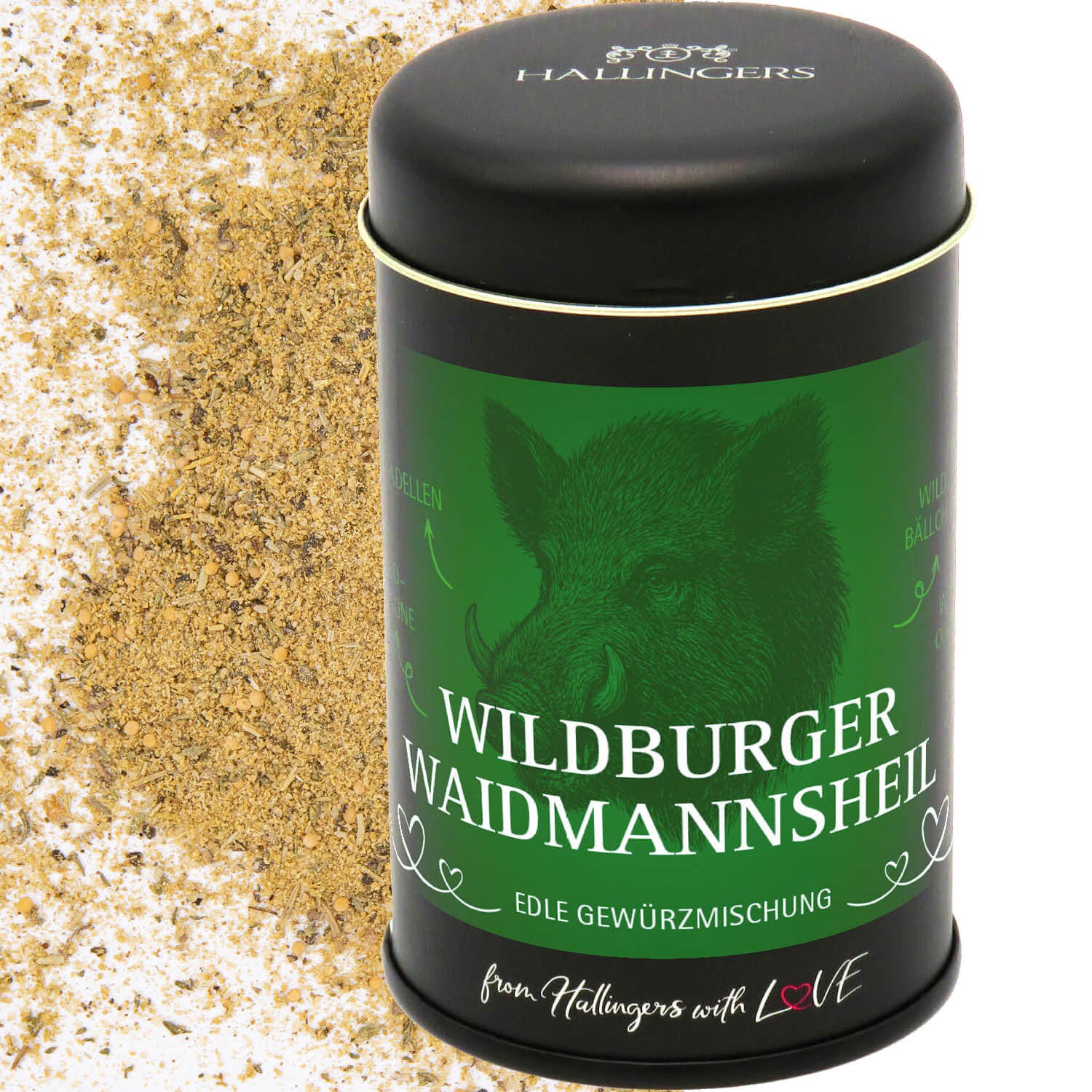 Gewürzmischung Jäger-Geschenk - zum Kochen Geschenkdose "Wildburger Waidmanns..." - Hallingers Genuss Manufaktur