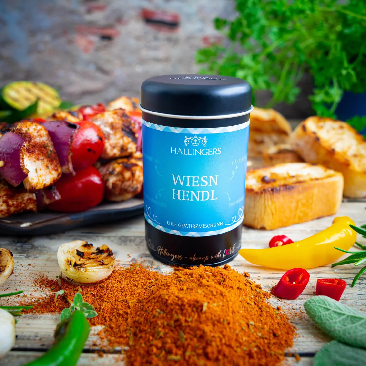 Feinste Gourmet-BBQ-Mischung von Hallingers - in der edlen Aromadose mit Streueinsatz luftdicht lange haltbar