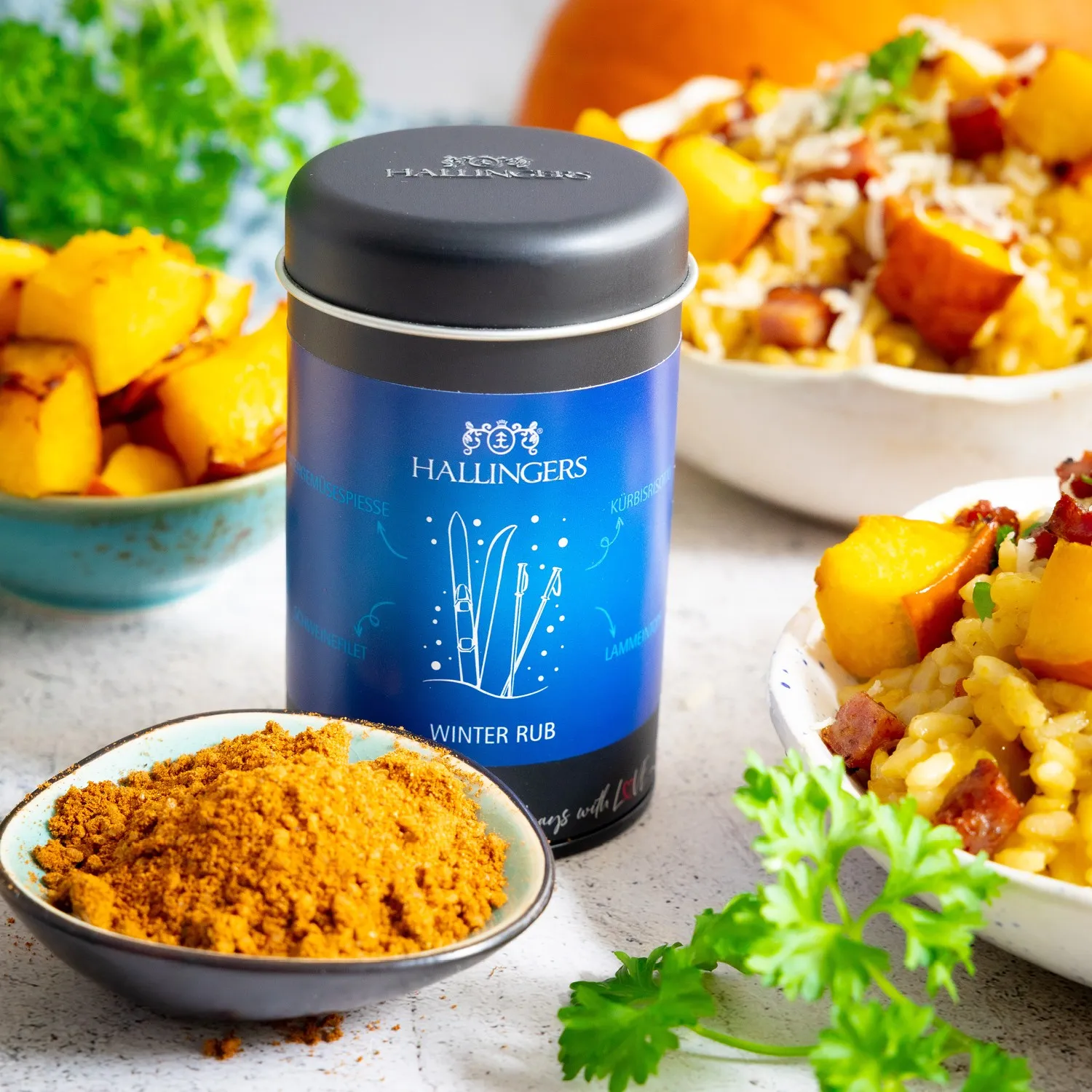 Feinste Gourmet-Gewürzmischung zu Weihnachten von Hallingers - in der edlen Aromadose luftdicht lange haltbar