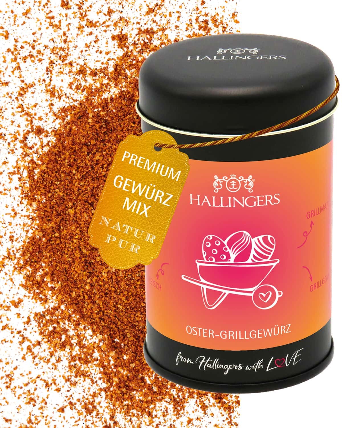 Gewürze Geschenk Ostern - Ostergeschenke für Osterkörbchen, Gewürz-Mischung für Marinaden, Fleisch & Geflügel, edle Geschenkdose "Oster Grillgewürz",