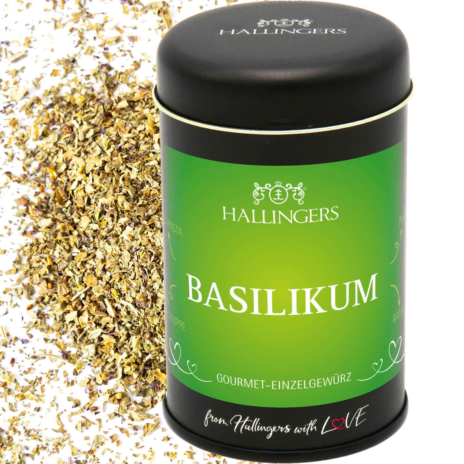 Gewürze Geschenk - Basis-Gewürz für Pesto-Pasta, Pizza, Ratatouille & Tomatensuppe, edle Geschenkdose "Basilikum", Geschenkidee für Hobbyköche & Grill