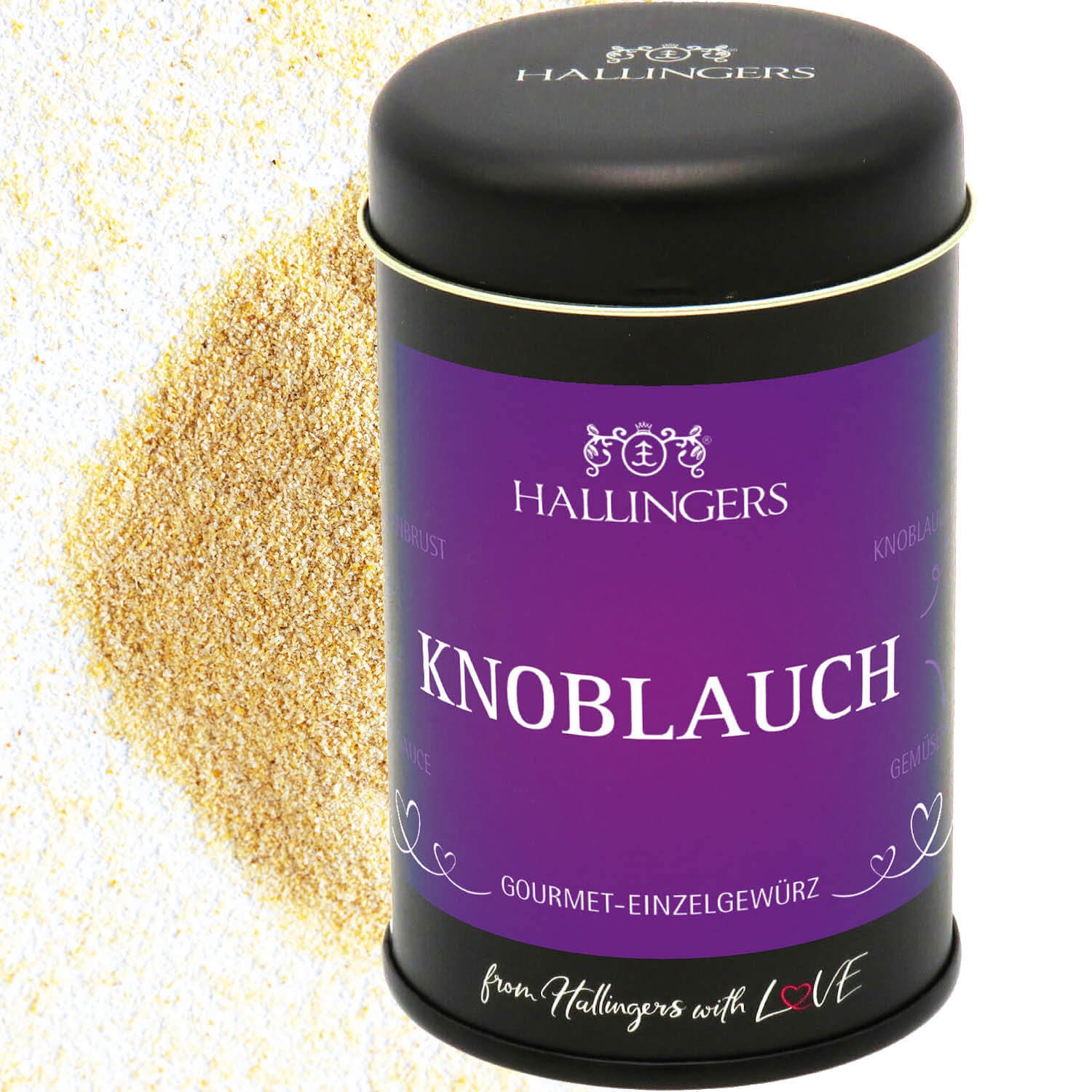 Gewürze Geschenk - Basis-Gewürz für Hähnchenbrust, Tomatensauce & Knoblauchbutter, edle Geschenkdose "Knoblauch", Geschenkidee für Hobbyköche & Grillf
