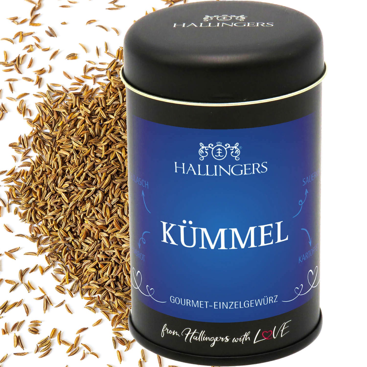 Gewürz Basic Geschenk - zum Kochen Geschenkdose "Kümmel" - Hallingers Genuss Manufaktur