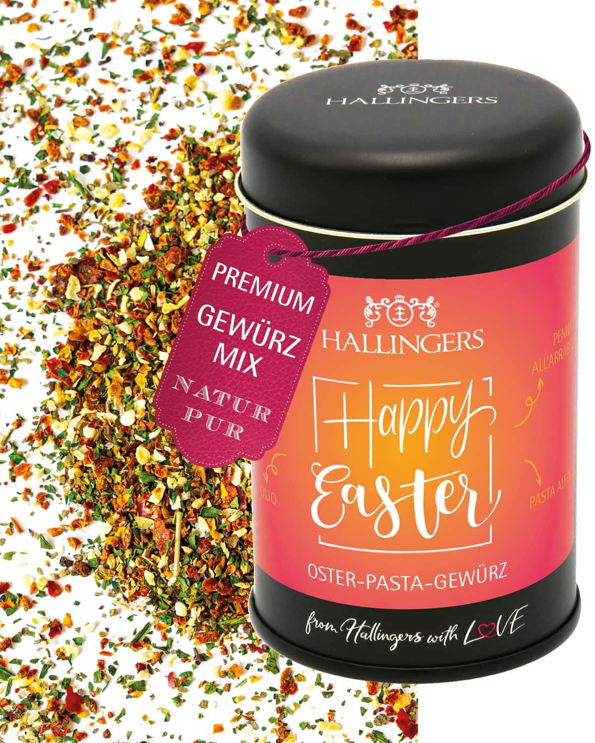Gewürzmischung Oster-Geschenk - zum Kochen Geschenkdose "Oster-Pasta-Gewürz" - Hallingers Genuss Manufaktur