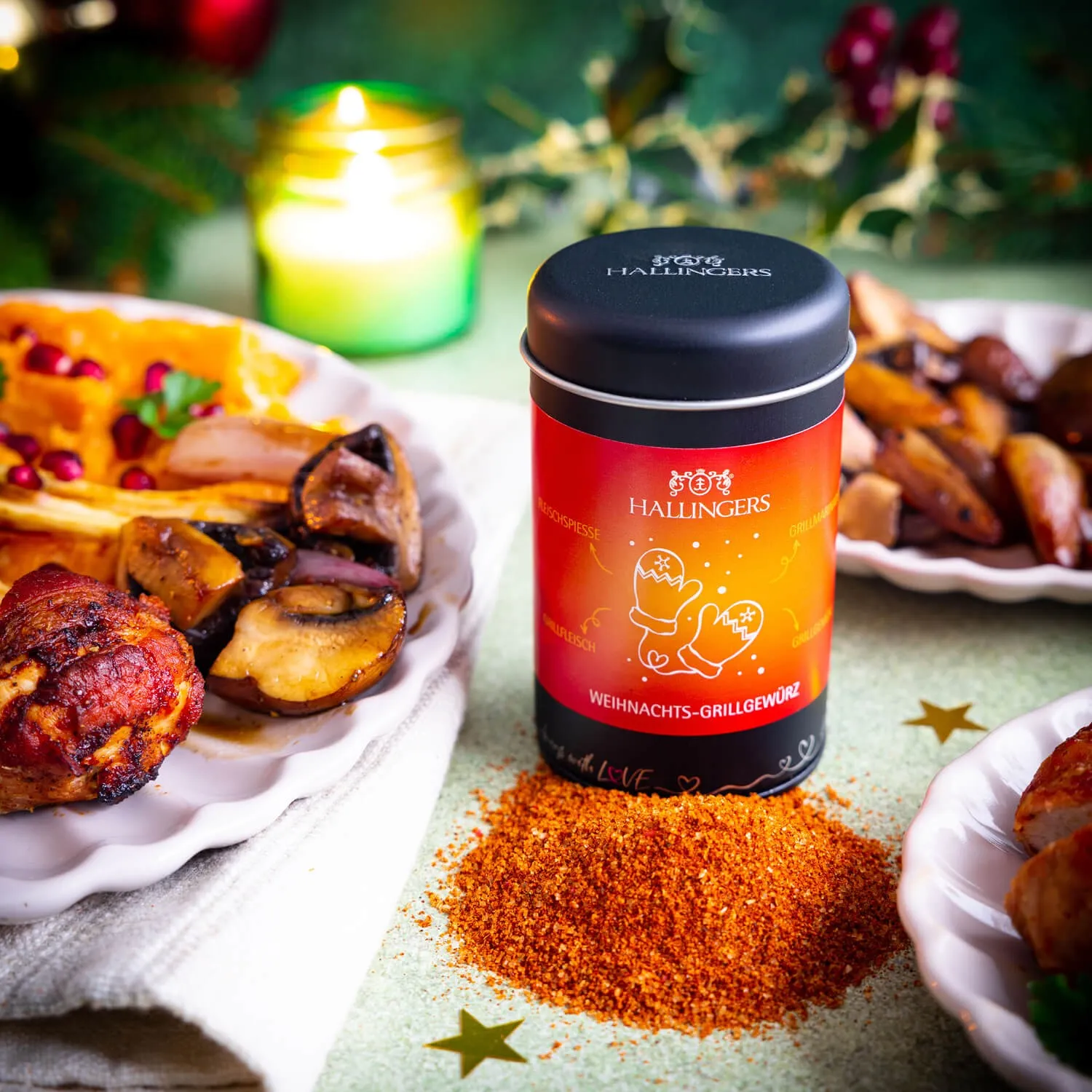 Feinster Gourmet-Gewürzmischung von Hallingers - in der edlen Aromadose, luftdicht verschlossen und lange haltbar.