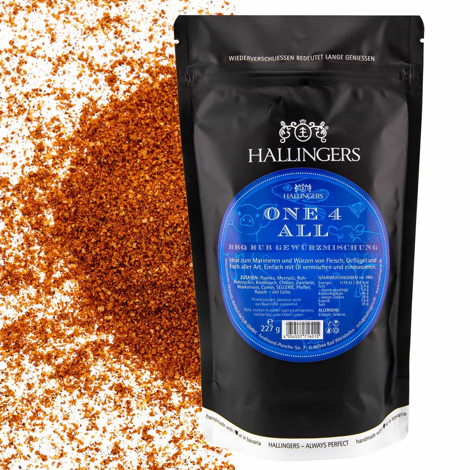 Gewürz-Mischung BBQ-Rub Marinade für Fleisch, Geflügel & Fisch perfekt zum Würzen & Grillen (227g) - One-4-All