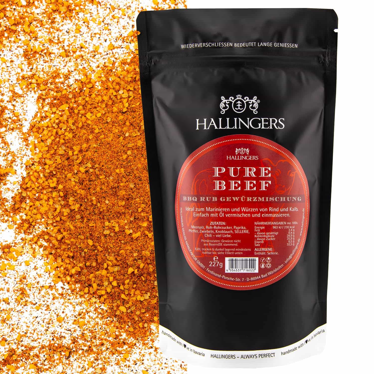 Gewürz-Mischung BBQ-Rub Marinade für Fleisch perfekt zum Würzen & Grillen (227g) - Pure Beef