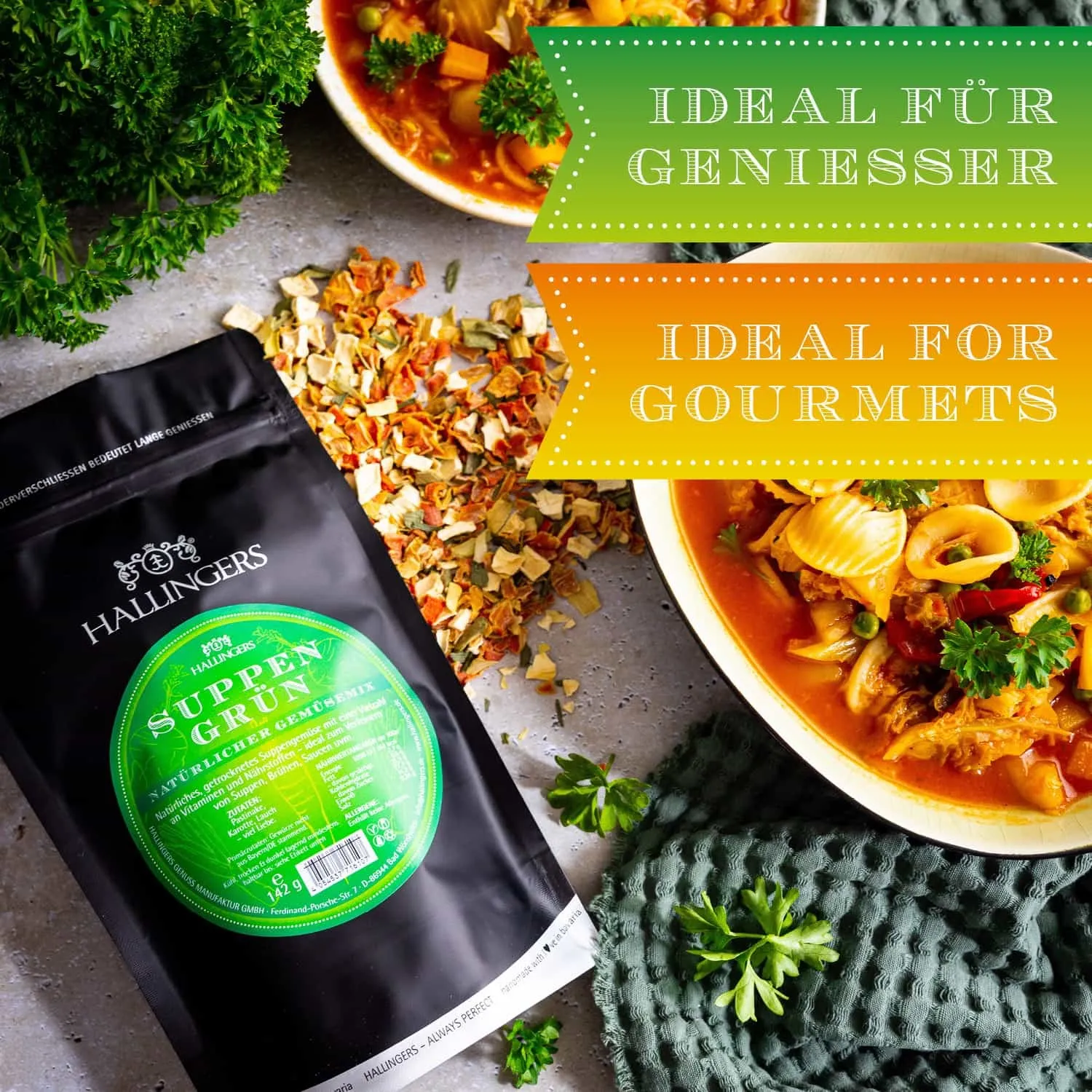 Die Verpackungsdesigns von Hallingers sind international ausgezeichnet (u.a. Red Dot Design Award, German Design Award Special Mention)