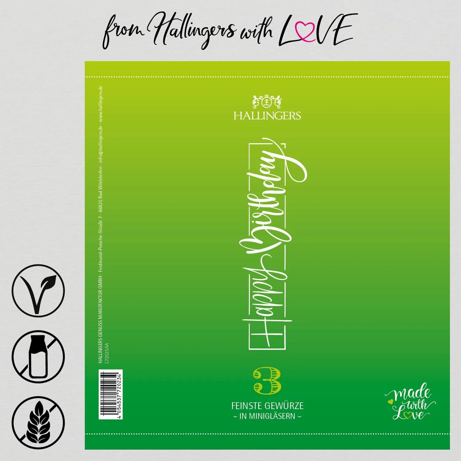 Happy Birthday - green (3 Kochgewürze im Glas)