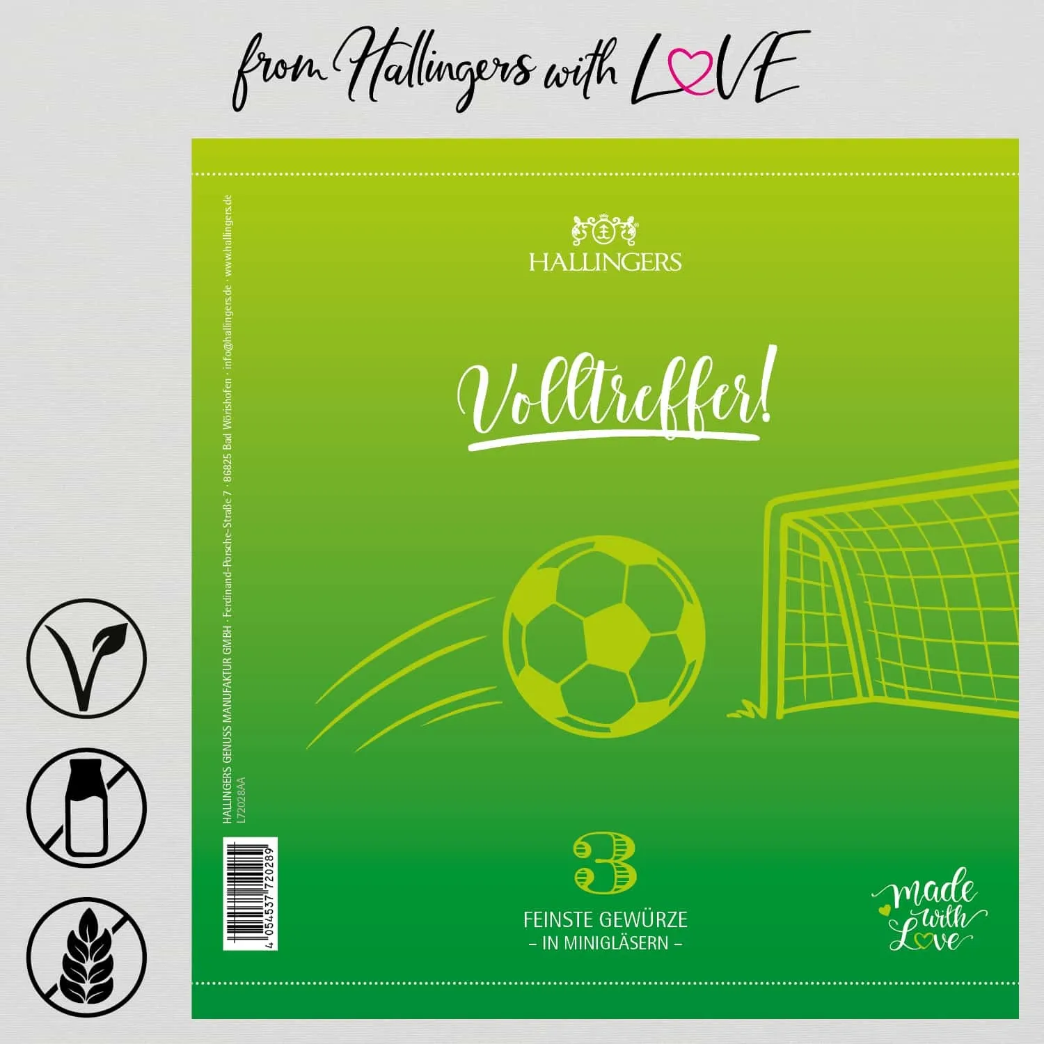 Fußball - Gewürz-Set, 3 Gläser in Geschenkdose