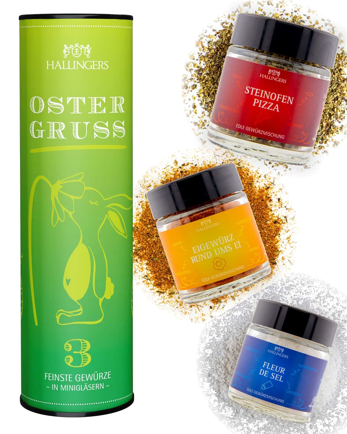 Gewürze Geschenkset Ostern – 3 Premium Gewürze zum Grillen & BBQ in edler Wunderdose, Gewürze Set "Oster-Gruß", Geschenkidee für Männer & Grillfans, f