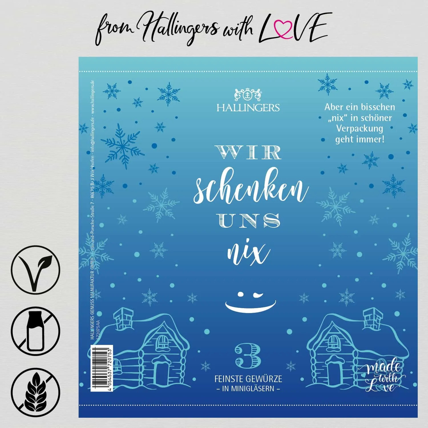 Wir schenken uns nix - Gewürz-Set, 3 Gläser in Geschenkdose