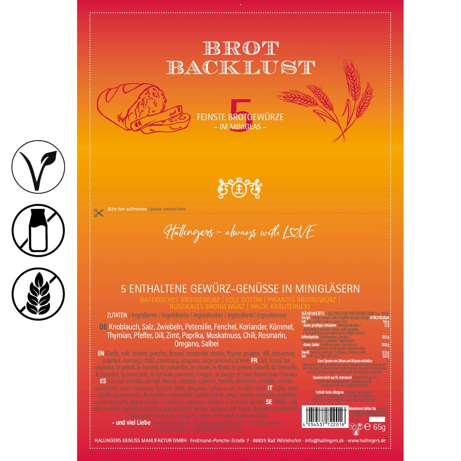 Brot-Backlust (5 Brot-Gewürze im Glas)