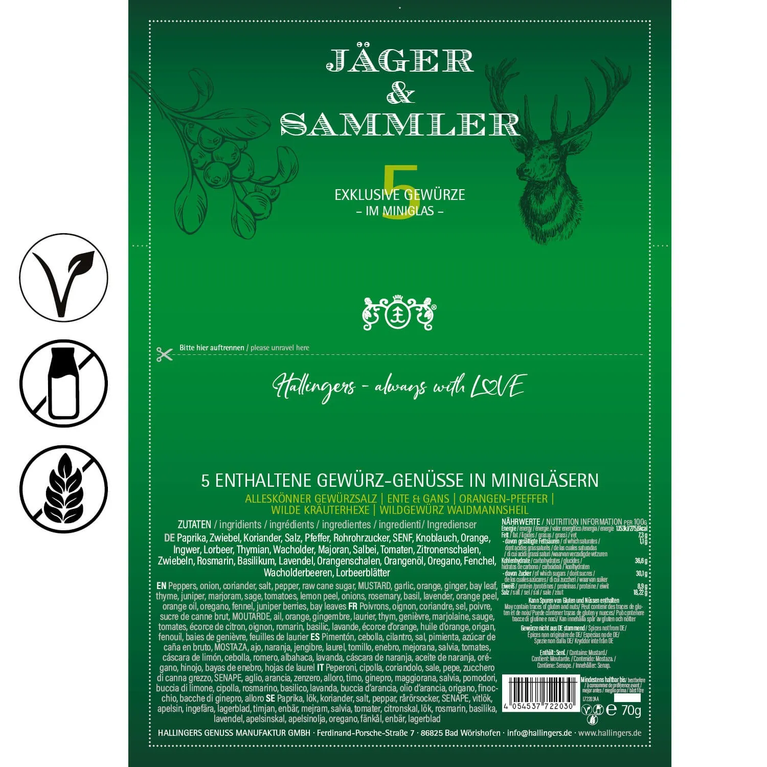 Jäger und Sammler (5 Wild-Gewürze im Glas)