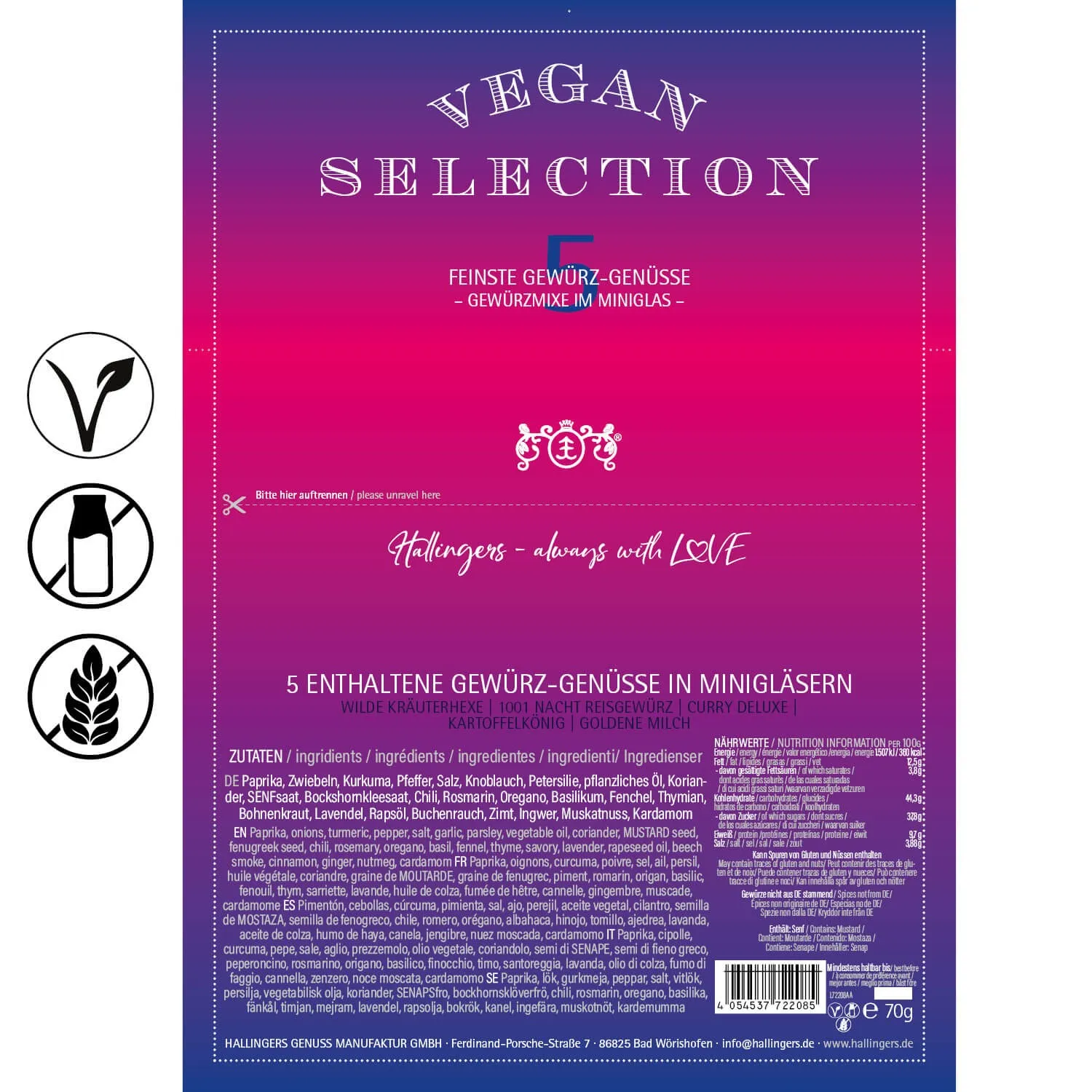 Vegan Selection (5 vegane Gewürze im Glas)