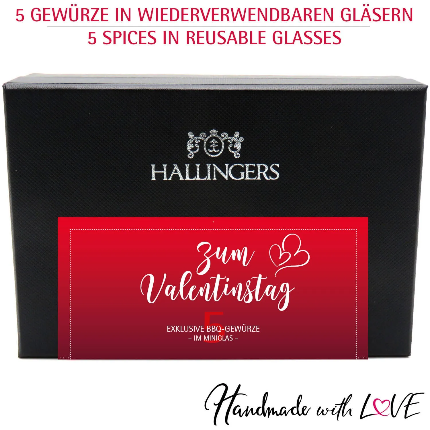 Zum Valentinstag (5 BBQ-Gewürze im Glas)