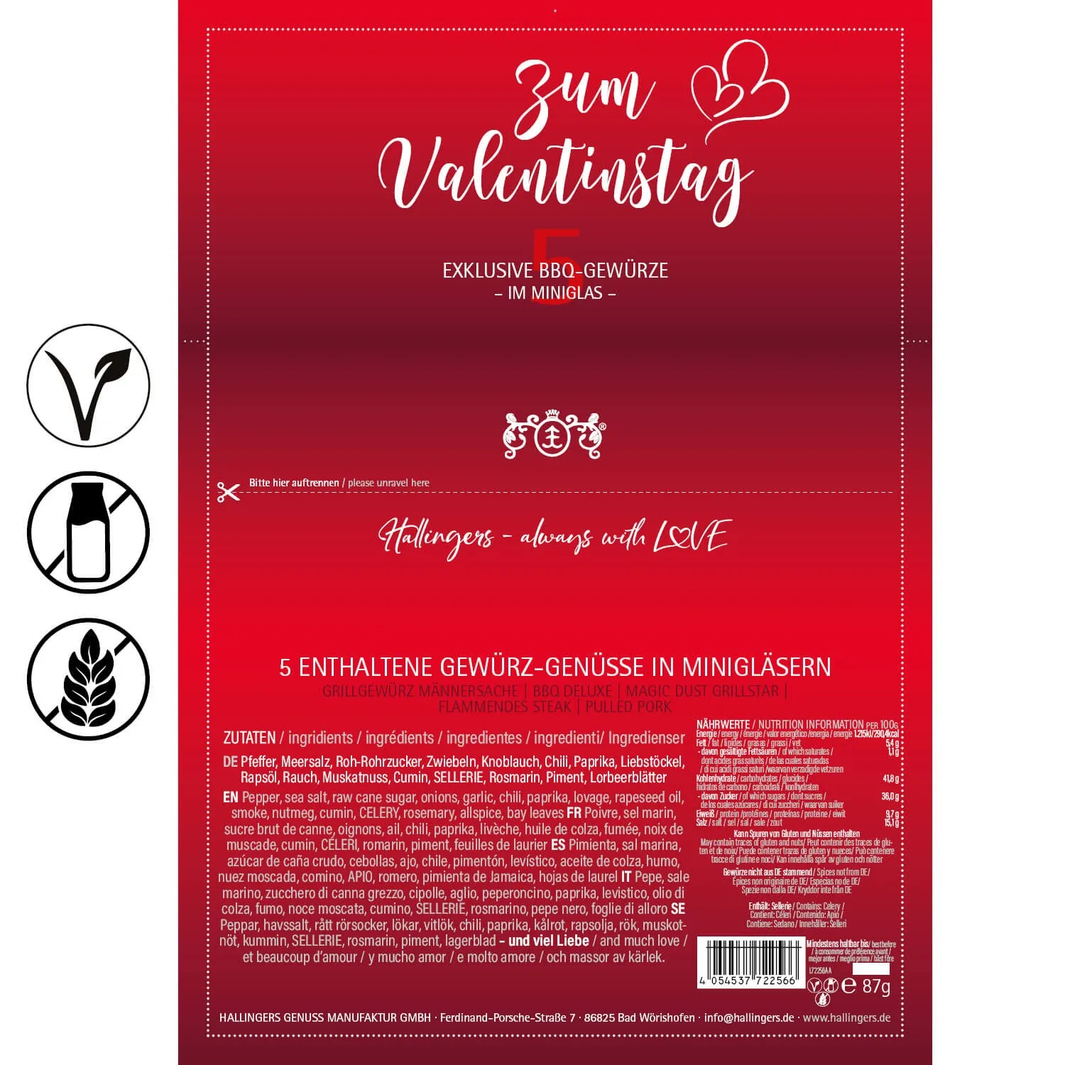 Zum Valentinstag (5 BBQ-Gewürze im Glas)