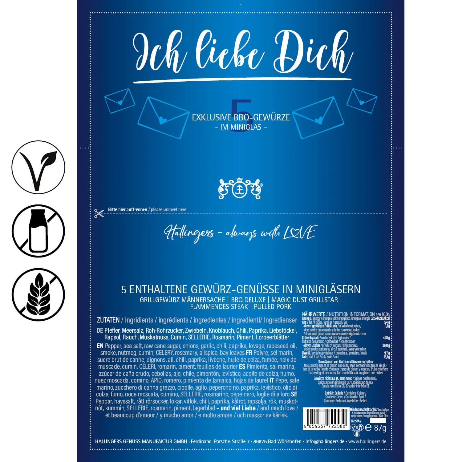 Ich liebe Dich Blue (5 BBQ-Gewürze im Glas)
