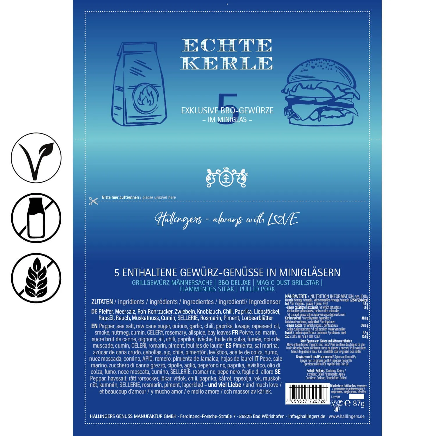 Echte Kerle (5 BBQ-Gewürze im Glas)