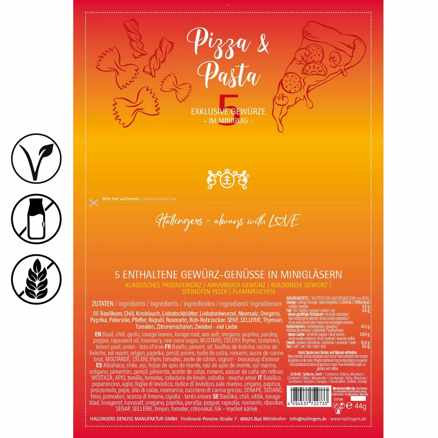 Pizza & Pasta (5 Gewürze im Glas)