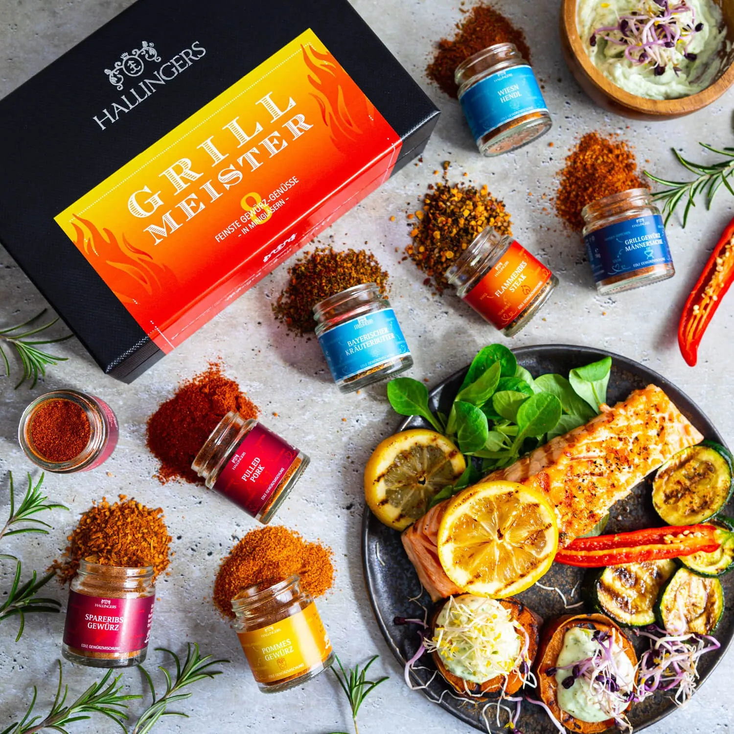 Hallingers bietet: Naturbelassene Gourmet-Gewürze, exotische Premiumgewürze, Kräuter, handgemachte Gewürzmischungen und Spezialgewürze.