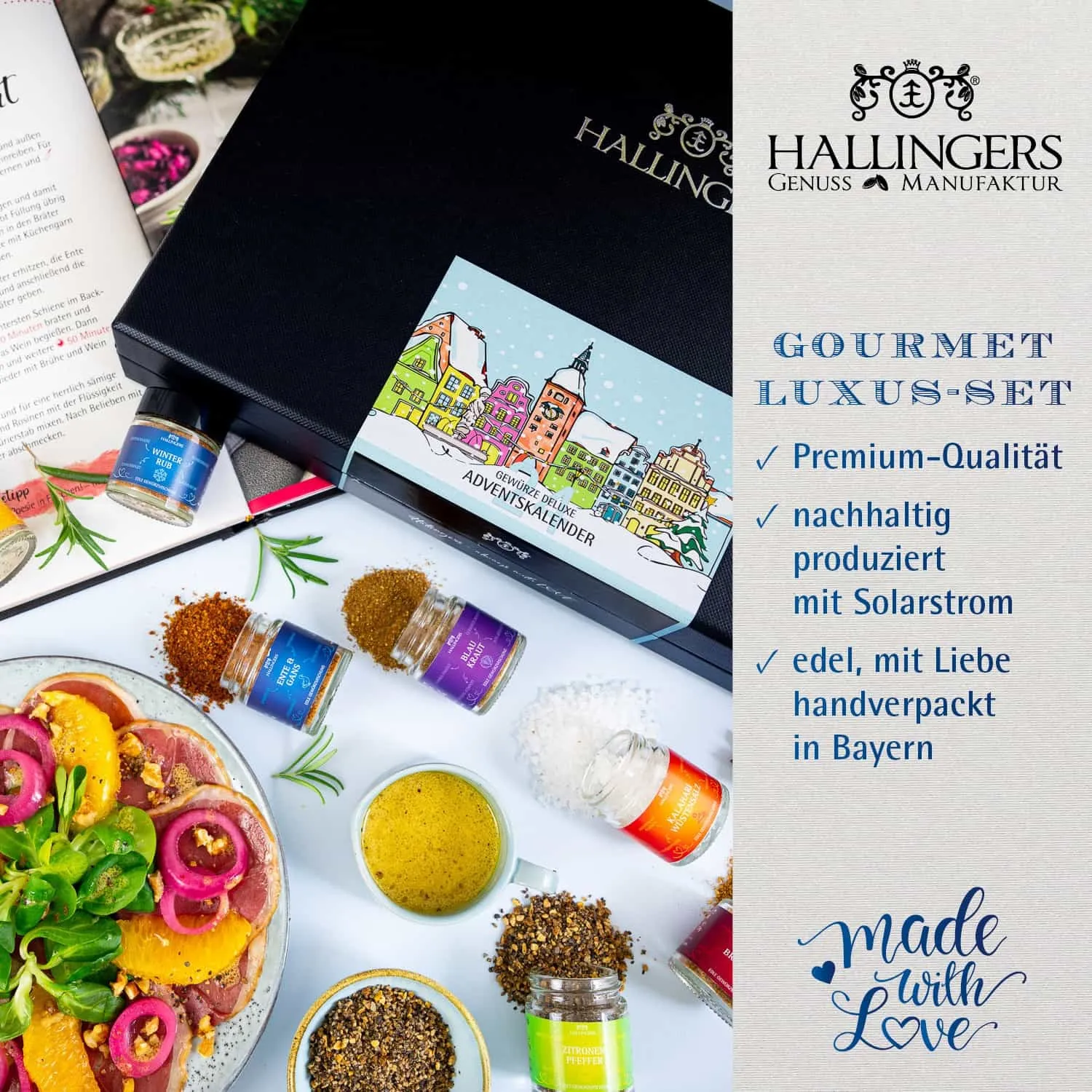 Bei Hallingers entdecken Sie: naturnahe Gourmetgewürze, exotische Premiumgewürze, feinste Kräuter, handgemachte Gewürzmischungen und Spezialgewürze