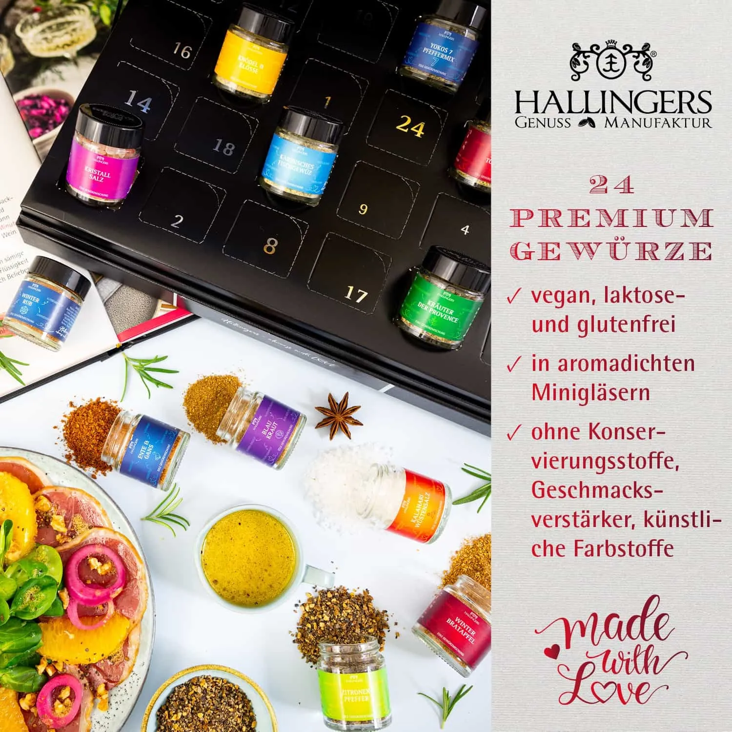 Die Verpackungsdesigns von Hallingers sind international ausgezeichnet (u.a. Red Dot Design Award, German Design Award Special Mention)