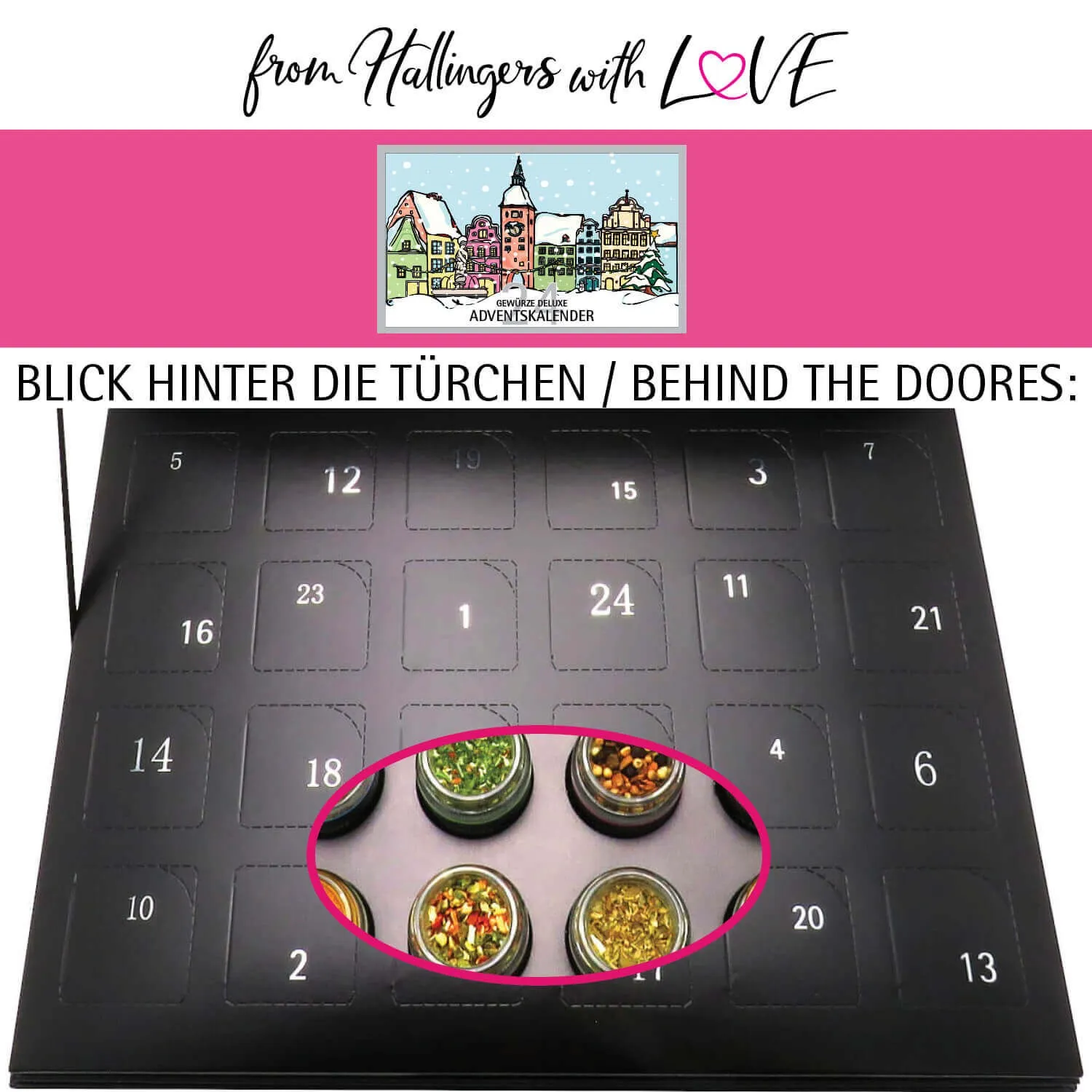 Winterkalender & Happiness is handgemacht (24 Winter-Gewürze im Glas)