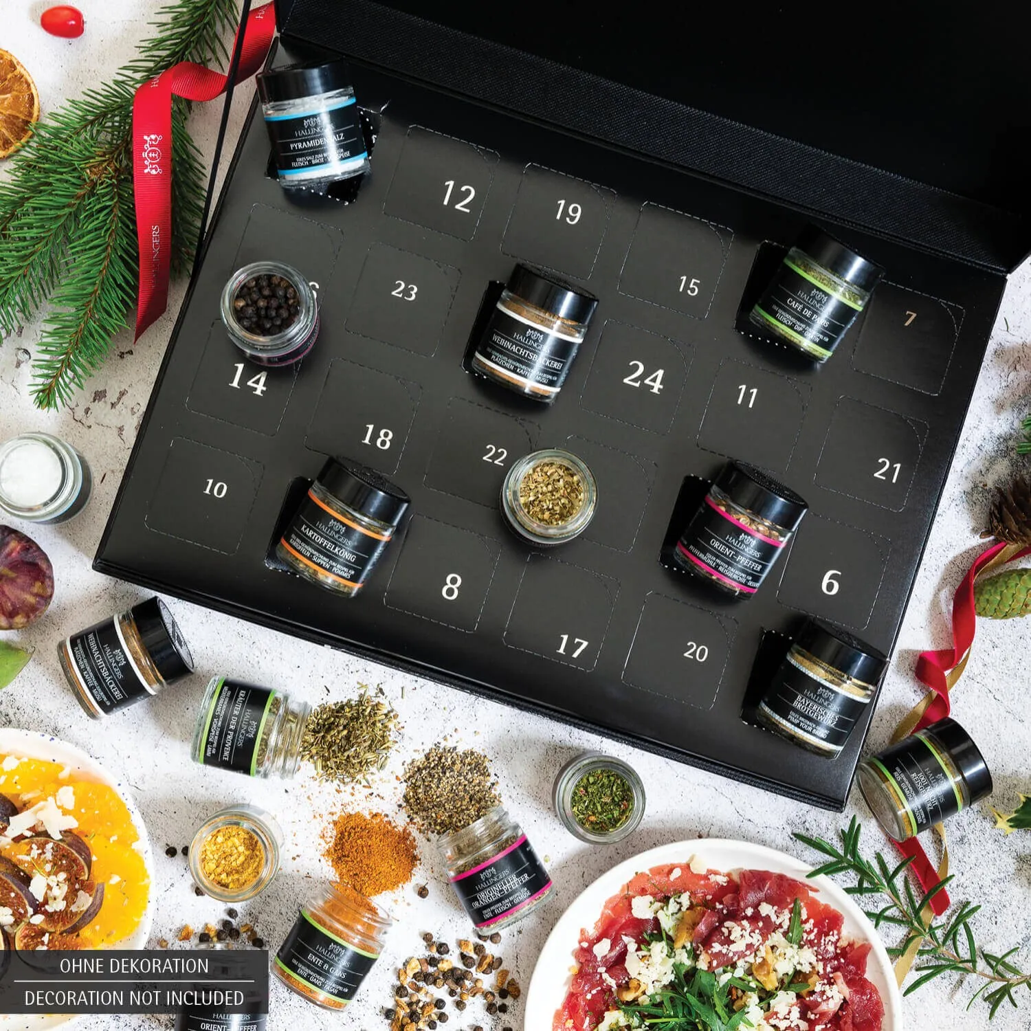 Winterkalender & Premium Santoku (24 Winter-Gewürze im Glas)