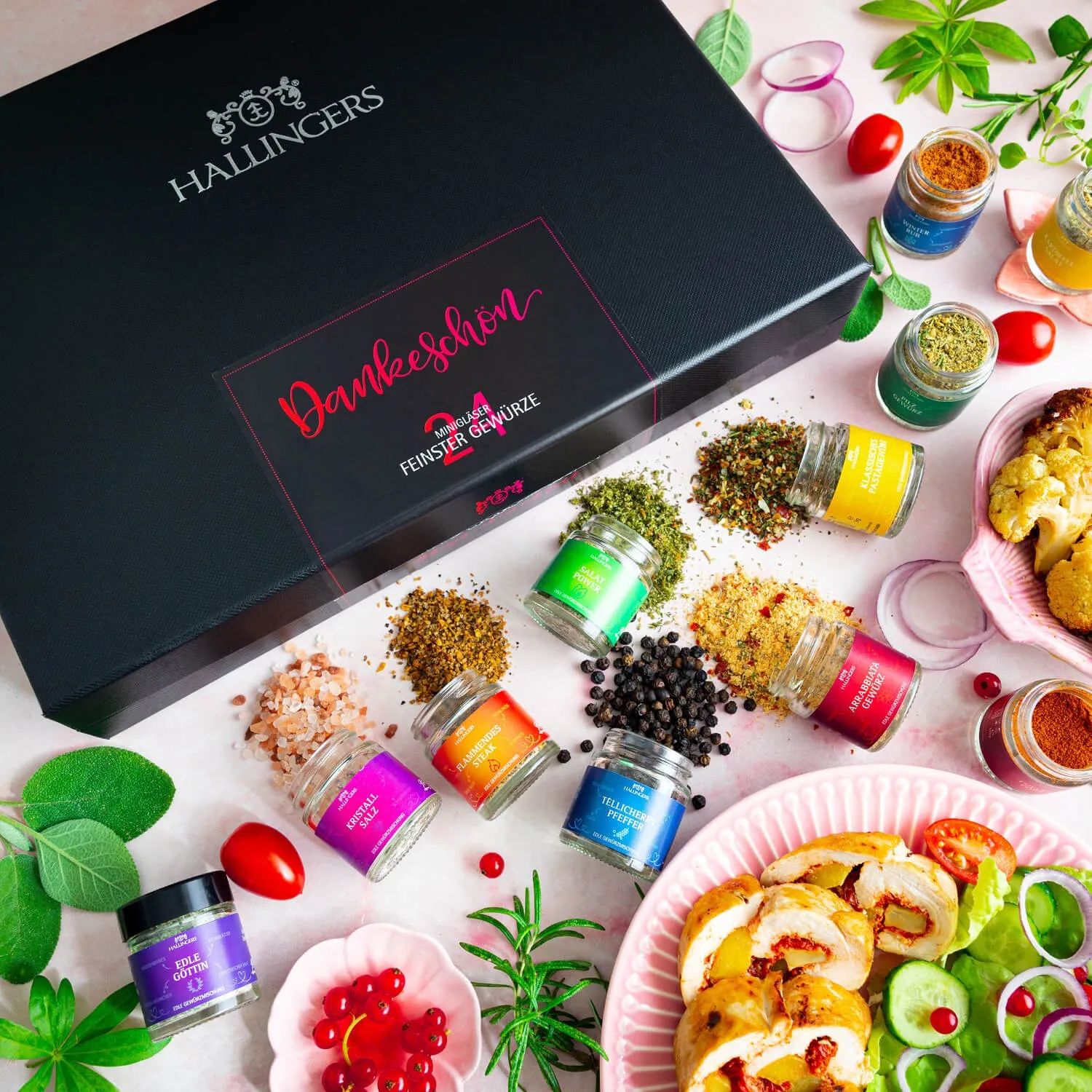 Bei Hallingers: naturbelassene Gourmet-Gewürze, exotische Premium-Gewürze, Kräuter, handgemachte Gewürzmischungen, Spezialgewürze.