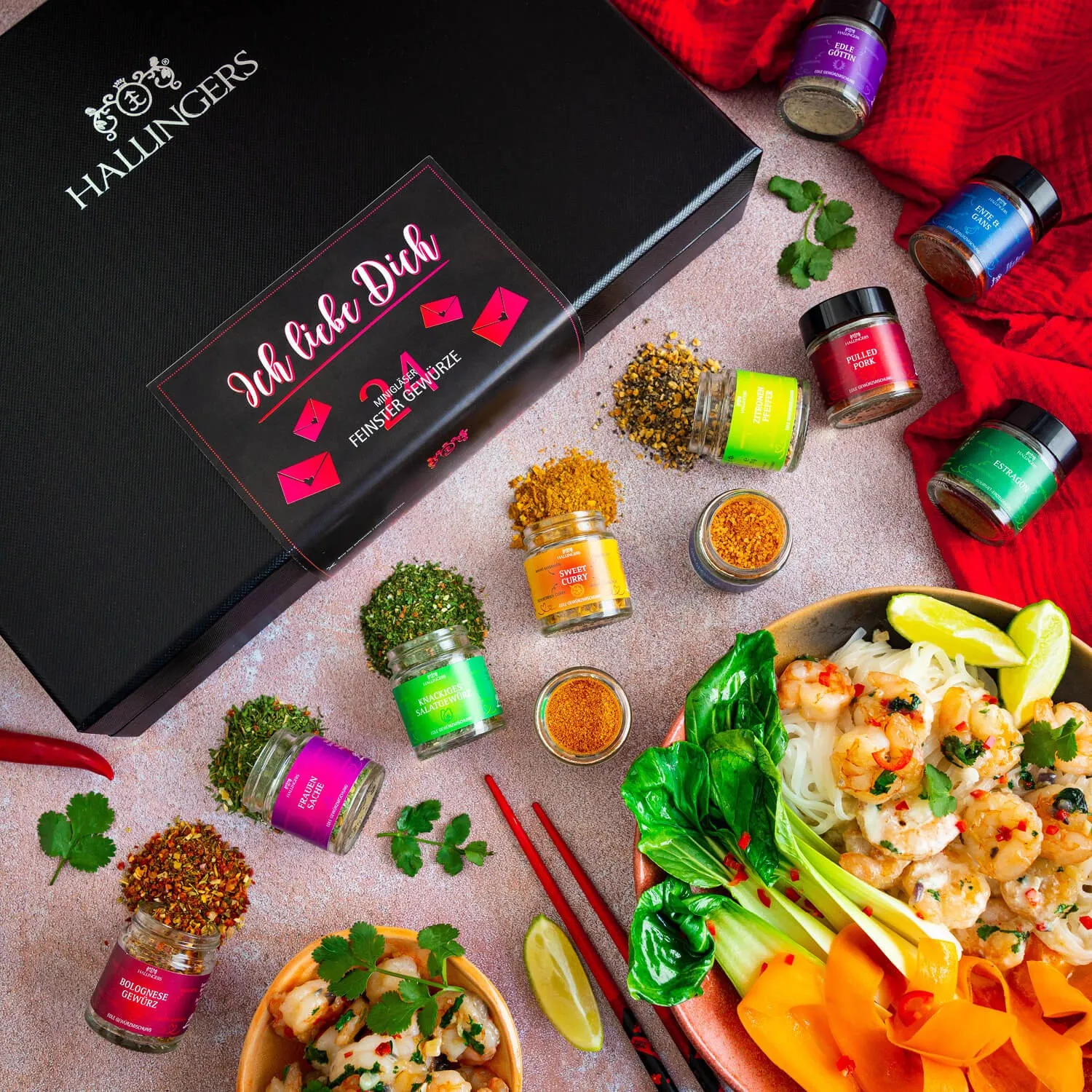 Bei Hallingers: naturbelassene Gourmet-Gewürze, exotische Premium-Gewürze, Kräuter, handgemachte Gewürzmischungen, Spezialgewürze.