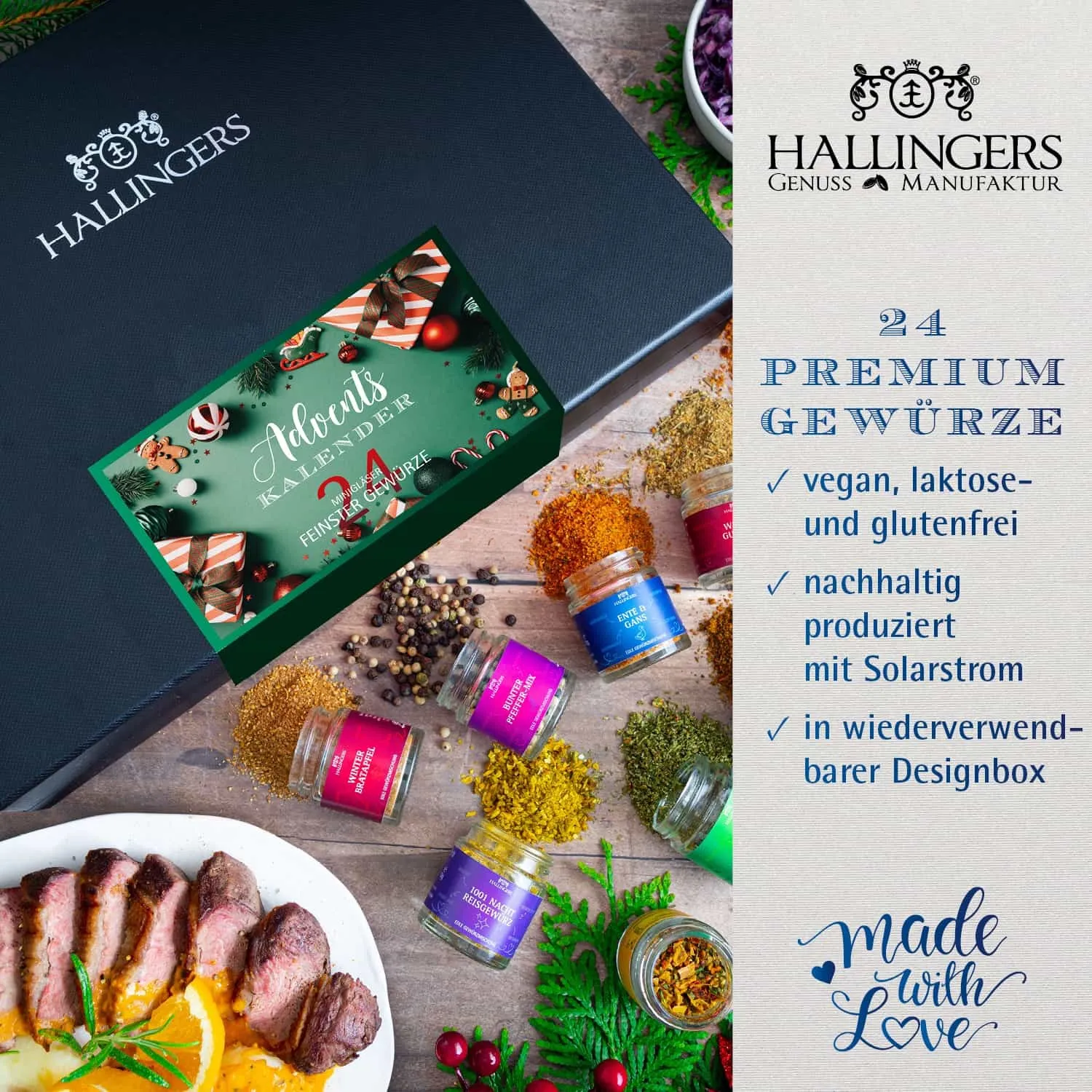 Bei Hallingers entdecken Sie: naturnahe Gourmetgewürze, exotische Premiumgewürze, feinste Kräuter, handgemachte Gewürzmischungen und Spezialgewürze