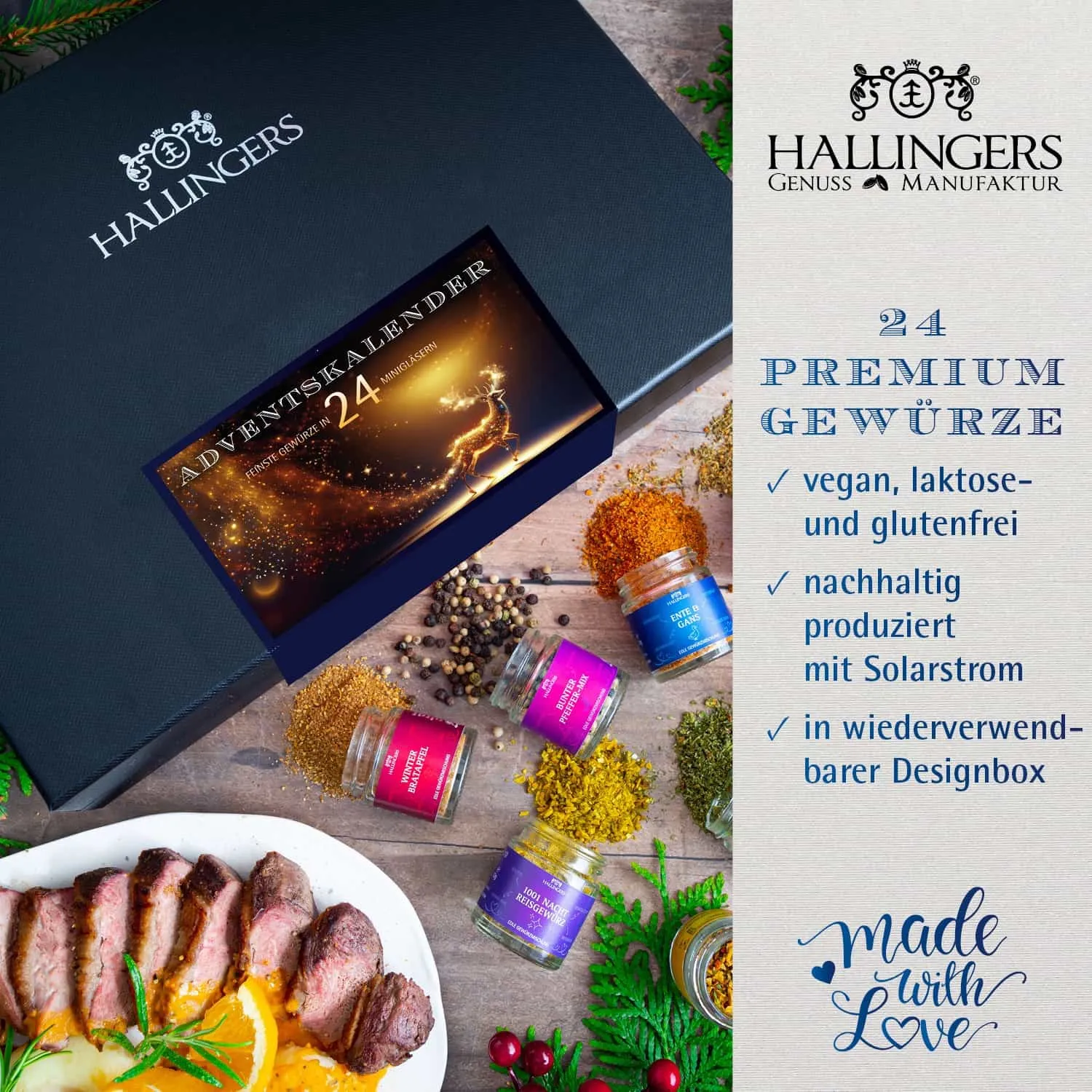 Bei Hallingers entdecken Sie: naturnahe Gourmetgewürze, exotische Premiumgewürze, feinste Kräuter, handgemachte Gewürzmischungen und Spezialgewürze