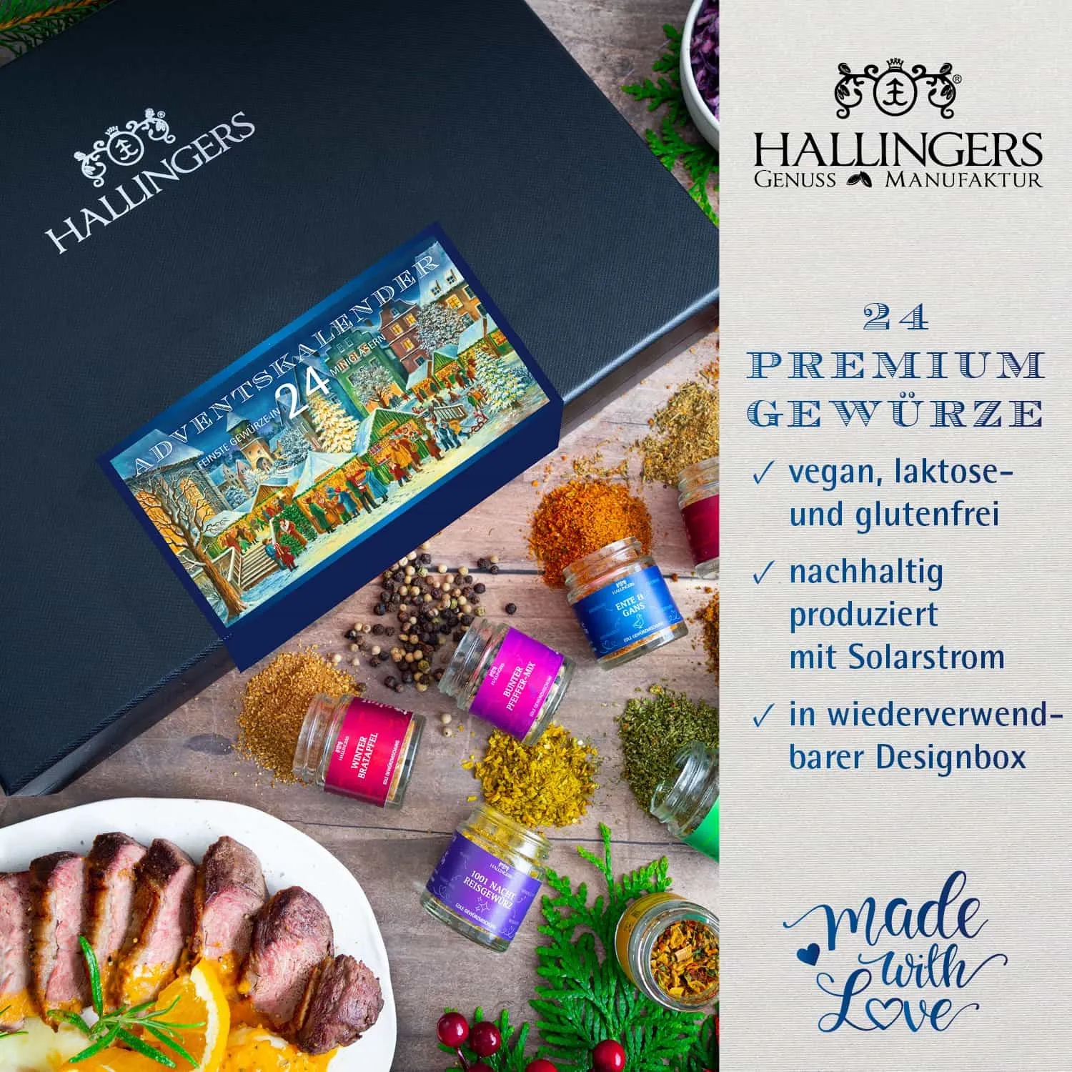 Bei Hallingers entdecken Sie: naturnahe Gourmetgewürze, exotische Premiumgewürze, feinste Kräuter, handgemachte Gewürzmischungen und Spezialgewürze