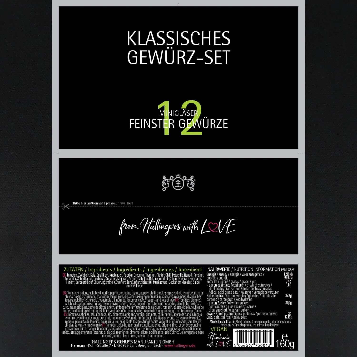 Klassisches Gewürz-Set & Deluxe Santoku 7 Zoll (12 Gewürze im Glas)
