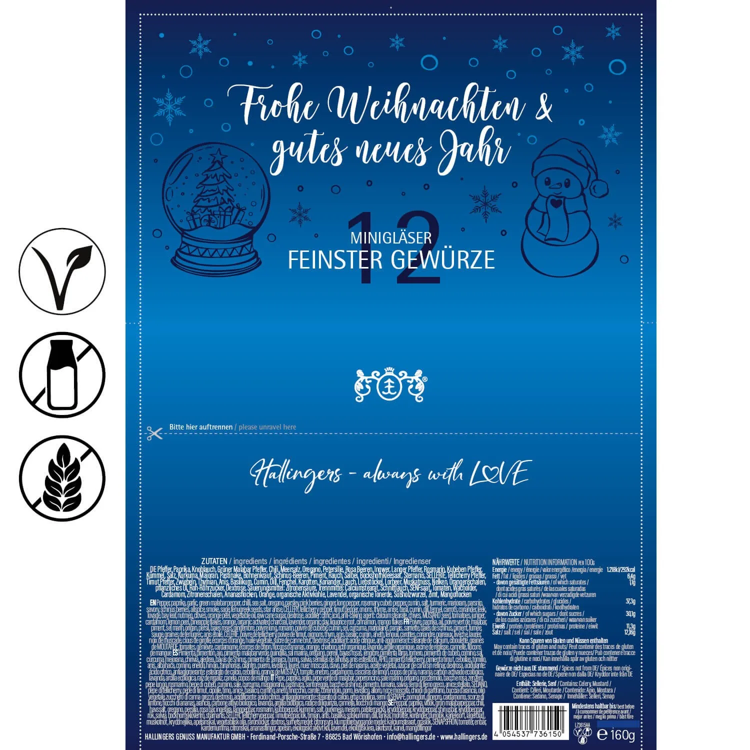 Frohe Weihnachten & Gutes Neues Jahr (12 Winter-Gewürze im Glas)