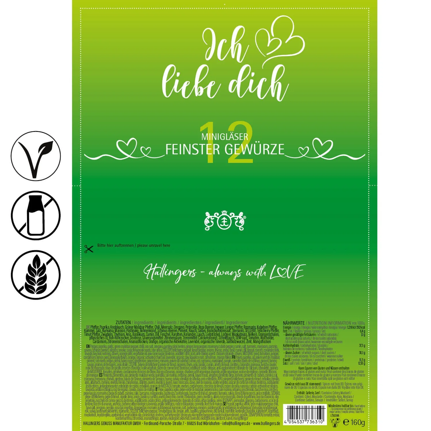 Ich liebe Dich - green (12 Gewürze im Glas)